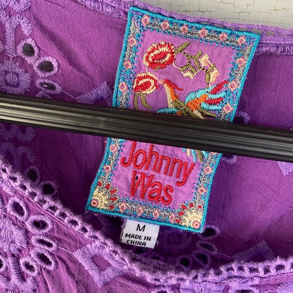 Johnny Was Purple Embroidered Top Medium - Picture 3 of 5